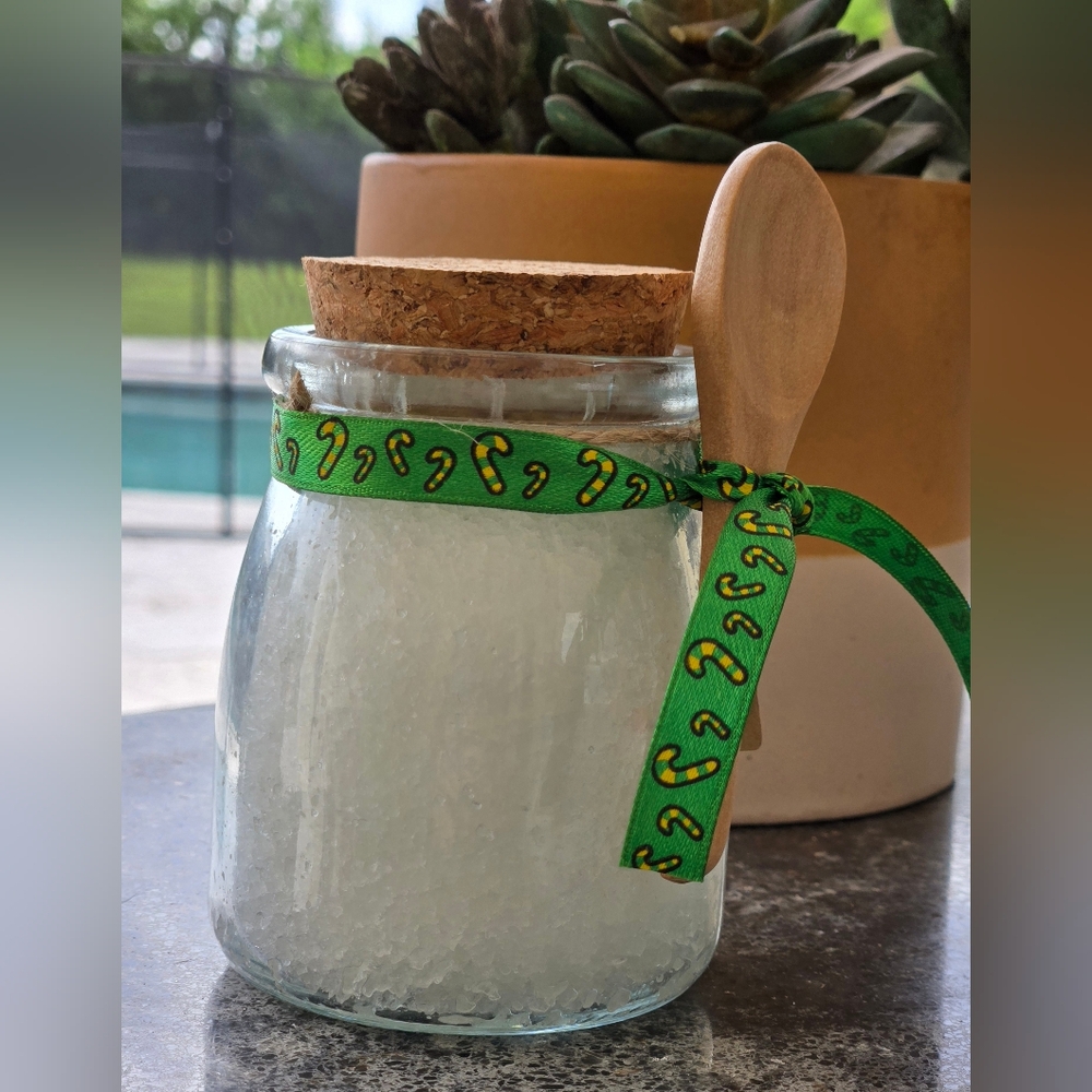 One Homemade Salt Scrub With Holiday Ribbon - Picture 1 of 6